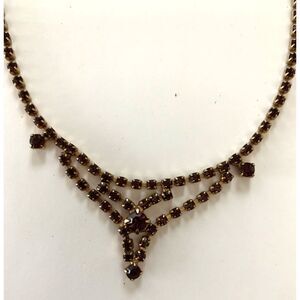 1950s Womens Purple Rhinestone Choker Necklace Vintage Cocktail NYE Event Bling